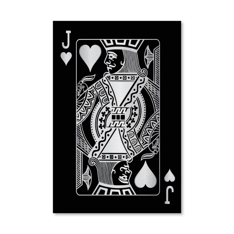 Jack of Hearts - Silver Canvas Art Clock Canvas