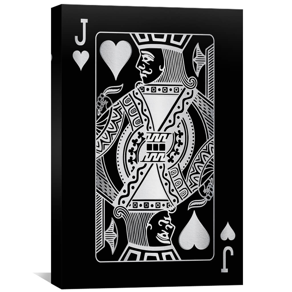 Jack of Hearts - Silver Canvas Art 30 x 45cm / Standard Gallery Wrap Clock Canvas