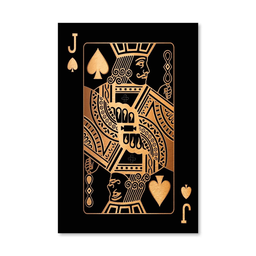 Jack of Spades - Gold Canvas Art Clock Canvas
