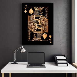 Jack of Spades - Gold Clock Canvas
