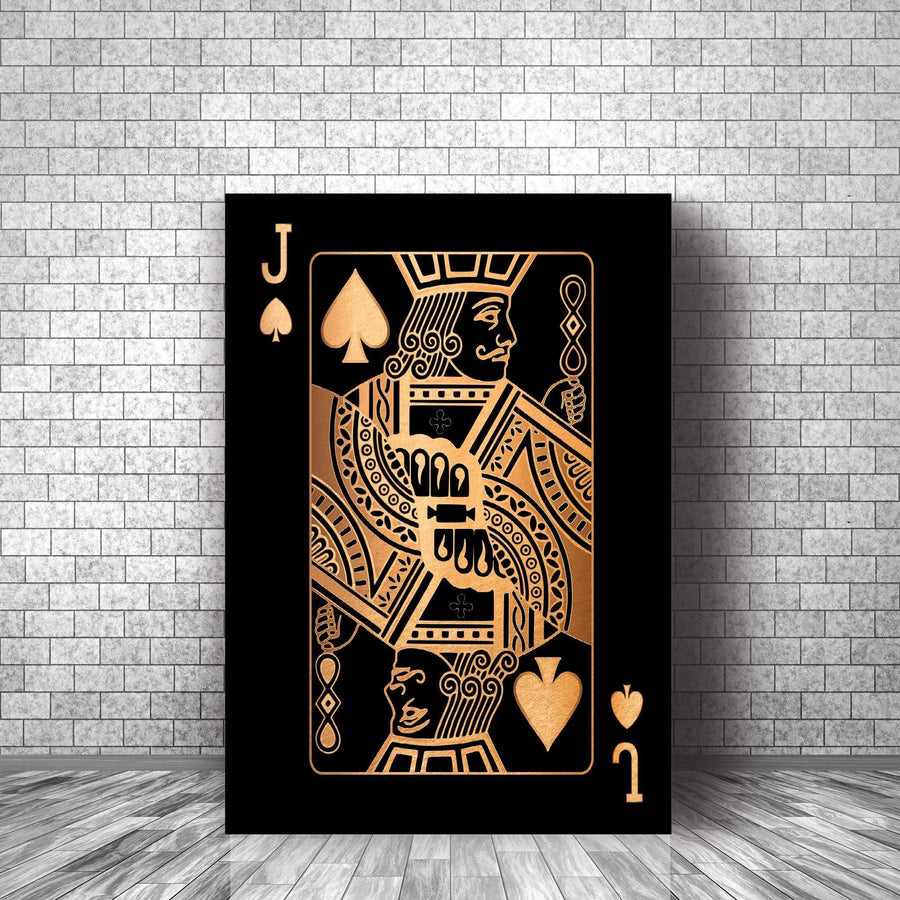 Jack of Spades - Gold Clock Canvas