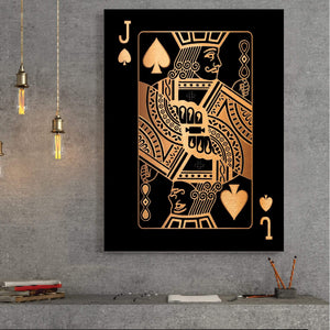 Jack of Spades - Gold Clock Canvas