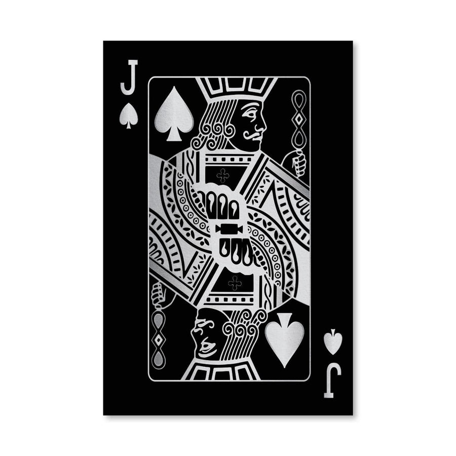 Jack of Spades - Silver Canvas Art Clock Canvas