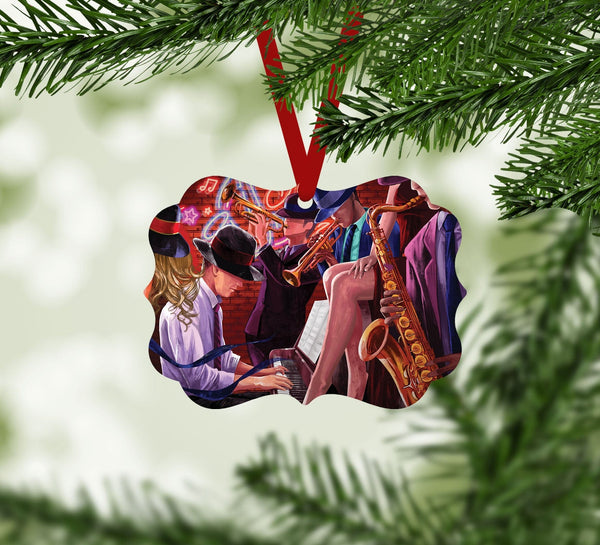 Jazz Nights Ornament Christmas Ornament Victorian 10.8 x 8cm Clock Canvas