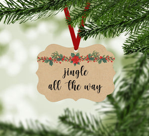 Jingle All the Way Ornament Christmas Ornament Victorian 10.8 x 8cm Clock Canvas