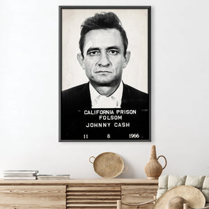 Johnny Cash Mugshot Black Canvas Art Clock Canvas