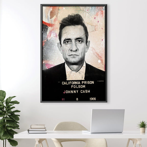 Johnny Cash Mugshot Canvas Art 30 x 45cm / Unframed Canvas Print Clock Canvas