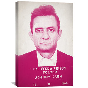 Johnny Cash Mugshot Pink Canvas Art Clock Canvas