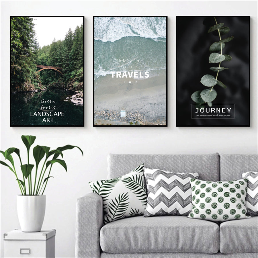 Journey Canvas Art Set of 3 / 40 x 60cm / No Board - Canvas Print Only Clock Canvas