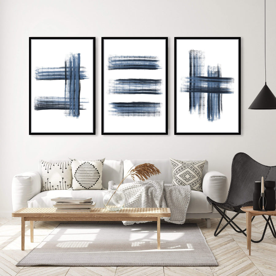 Kashmir Brush Canvas Art Set of 3 / 40 x 60cm / Unframed Canvas Print Clock Canvas