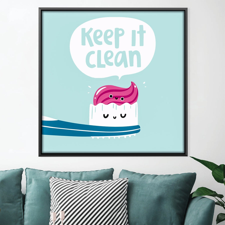 Keep It Clean Canvas Art Clock Canvas