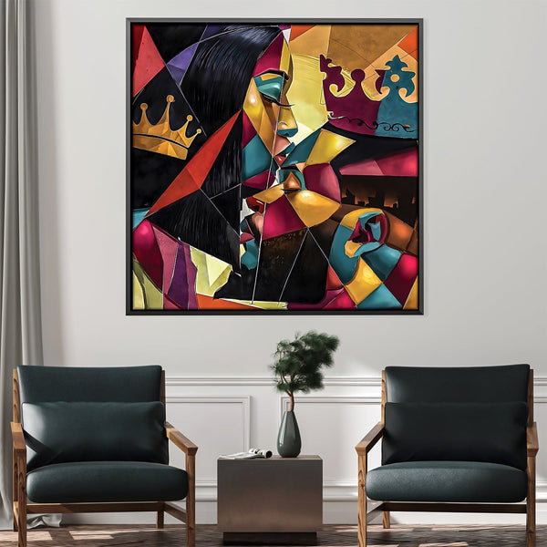 King and Queen In Shapes Canvas Art 30 x 30cm / Unframed Canvas Print Clock Canvas