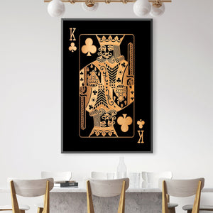King of Clubs - Gold Canvas Art Clock Canvas