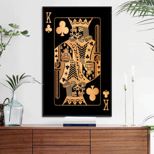 King of Clubs - Gold Clock Canvas