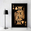 King of Clubs - Gold Clock Canvas