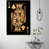 King of Clubs - Gold Clock Canvas