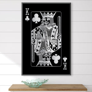 King of Clubs - Silver Canvas Art Clock Canvas