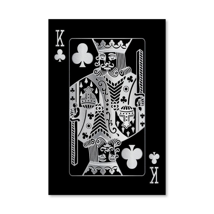 King of Clubs - Silver Canvas Art Clock Canvas