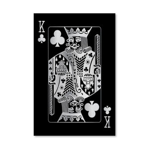 King of Clubs - Silver Canvas Art Clock Canvas