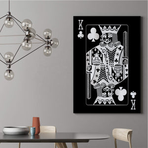 King of Clubs - Silver Clock Canvas