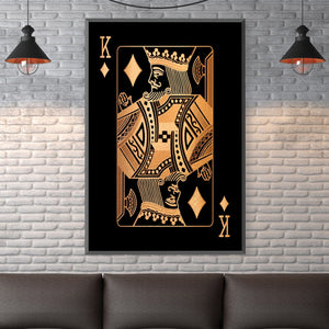 King of Diamonds - Gold Canvas Art Clock Canvas