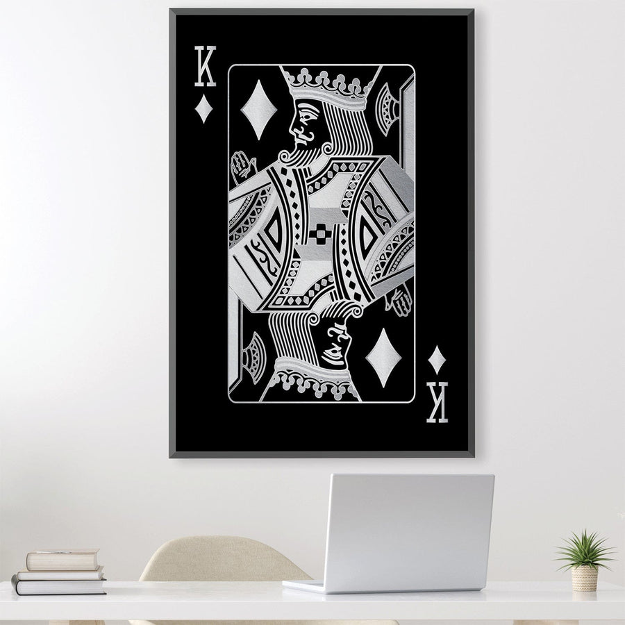 King of Diamonds - Silver Canvas Art Clock Canvas