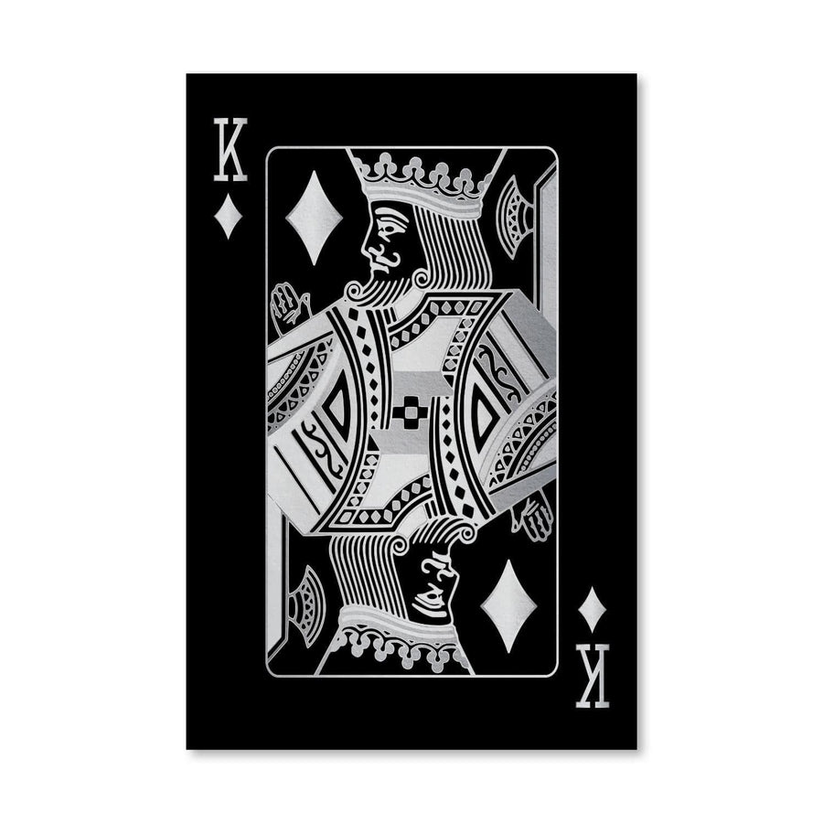 King of Diamonds - Silver Canvas Art Clock Canvas
