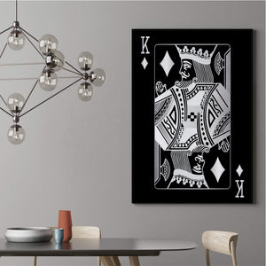 King of Diamonds - Silver Clock Canvas