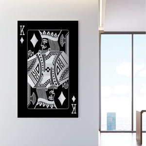 King of Diamonds - Silver Clock Canvas