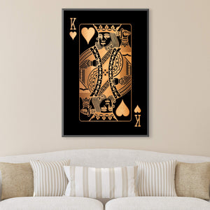 King of Hearts - Gold Canvas Art Clock Canvas