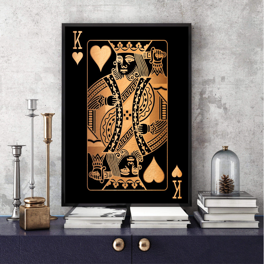 King of Hearts - Gold Canvas Art Clock Canvas