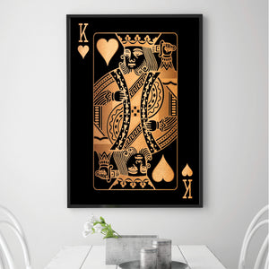 King of Hearts - Gold Canvas Art Clock Canvas