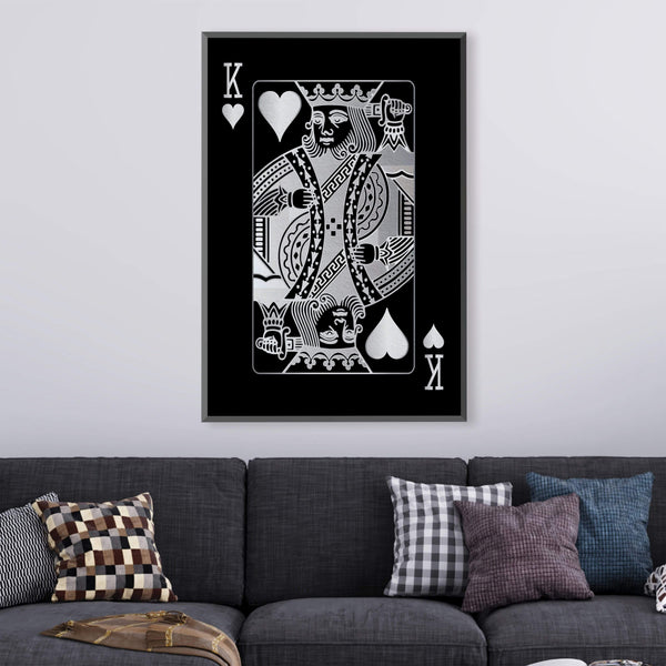 King of Hearts - Silver Canvas Art Clock Canvas
