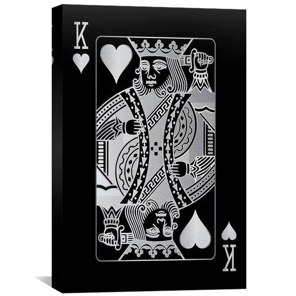 King of Hearts - Silver Canvas Art 30 x 45cm / Standard Gallery Wrap Clock Canvas
