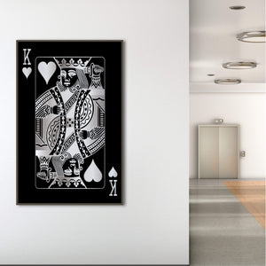 King of Hearts - Silver Clock Canvas