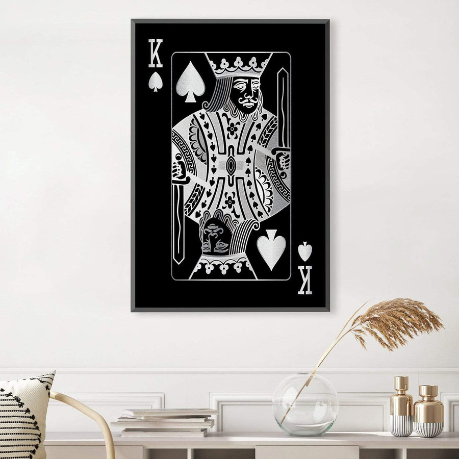 King of Spades - Silver Canvas Art Clock Canvas
