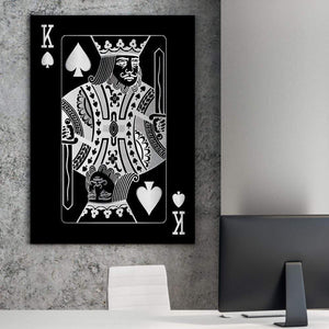 King of Spades - Silver Clock Canvas