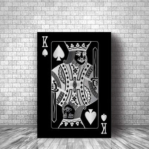 King of Spades - Silver Clock Canvas