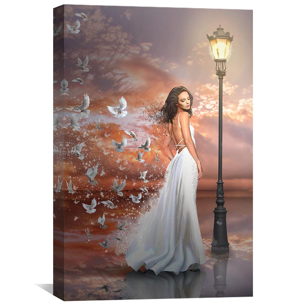 Lady and The Doves Canvas Art Clock Canvas