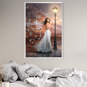 Lady and The Doves Canvas Art Clock Canvas