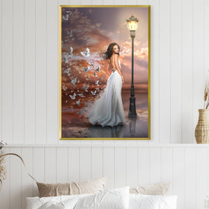 Lady and The Doves Canvas Art Clock Canvas