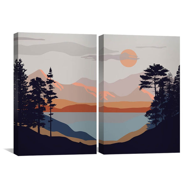 Lake Views Canvas Art Set of 2 / 30 x 45cm / Unframed Canvas Print Clock Canvas