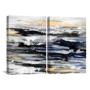 Layered Abstract Canvas Art Set of 2 / 40 x 60cm / Unframed Canvas Print Clock Canvas