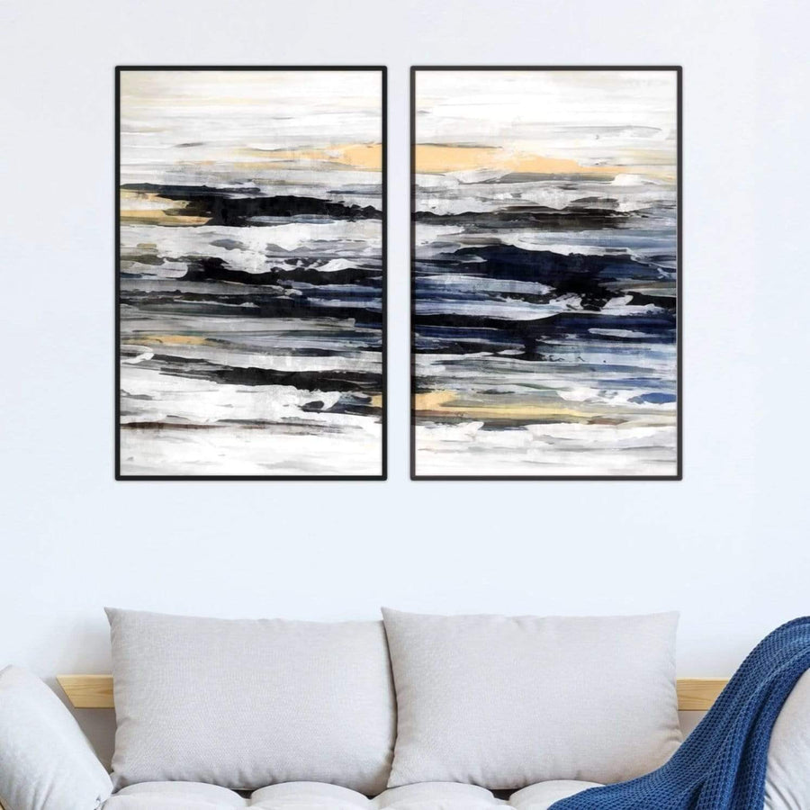 Layered Abstract Canvas Art Set of 2 / 40 x 60cm / Unframed Canvas Print Clock Canvas