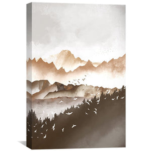 Layered Brown Mountains Canvas Art Clock Canvas