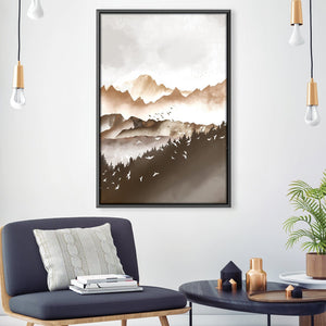 Layered Brown Mountains Canvas Art 30 x 45cm / Unframed Canvas Print Clock Canvas
