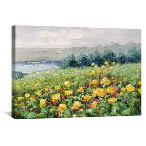 Layered Meadow Oil Painting Oil Clock Canvas