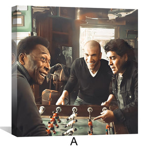 Messi & Ronaldo Chess Poster, Football Legends Canvas, Soccer