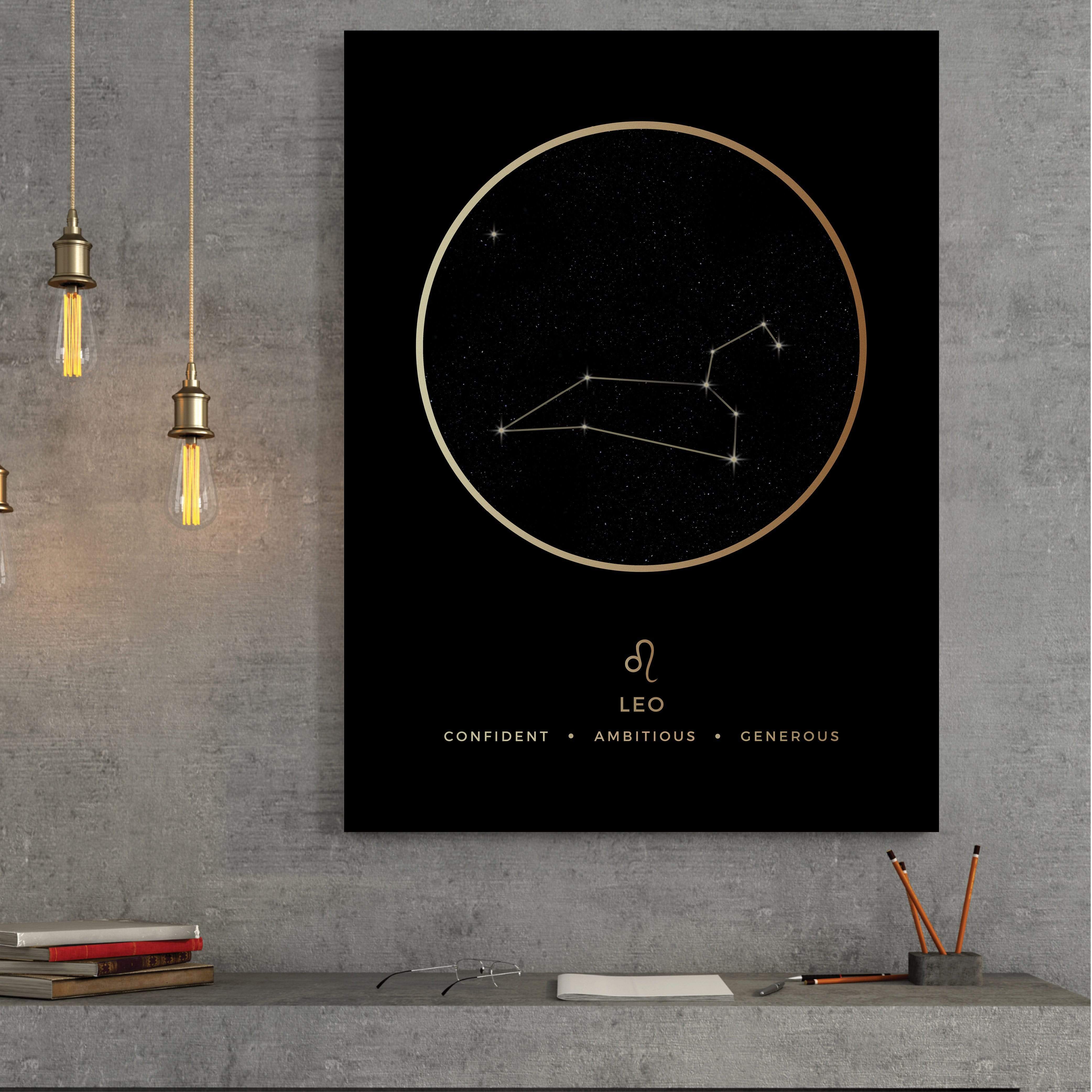 Leo Traits Gold Canvas Art Clock Canvas