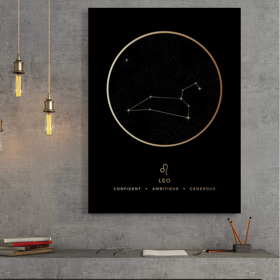 Leo Traits Gold Canvas Art Clock Canvas